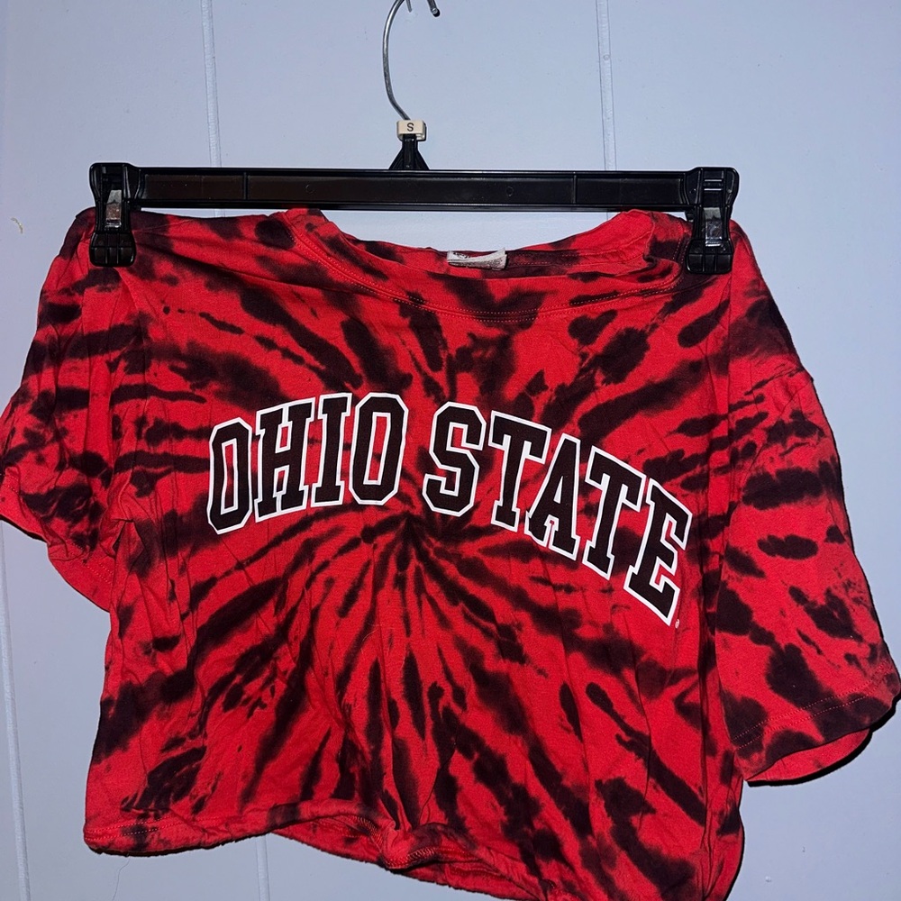 PINK Victoria's Secret Red and Black Tie-Dye Top